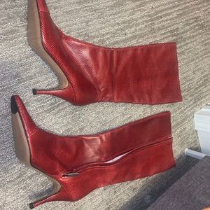 Adrienne Vittadini Red snakeskin boots
